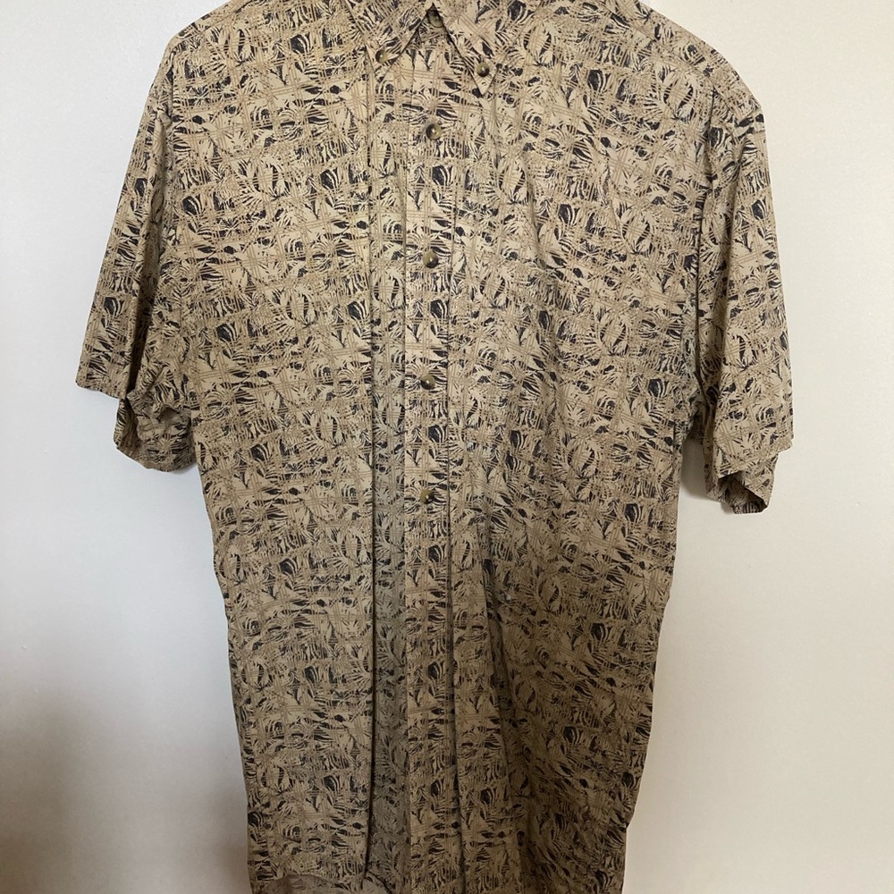 Pendleton Tan Casual Button Down Shirt with Leafy Print